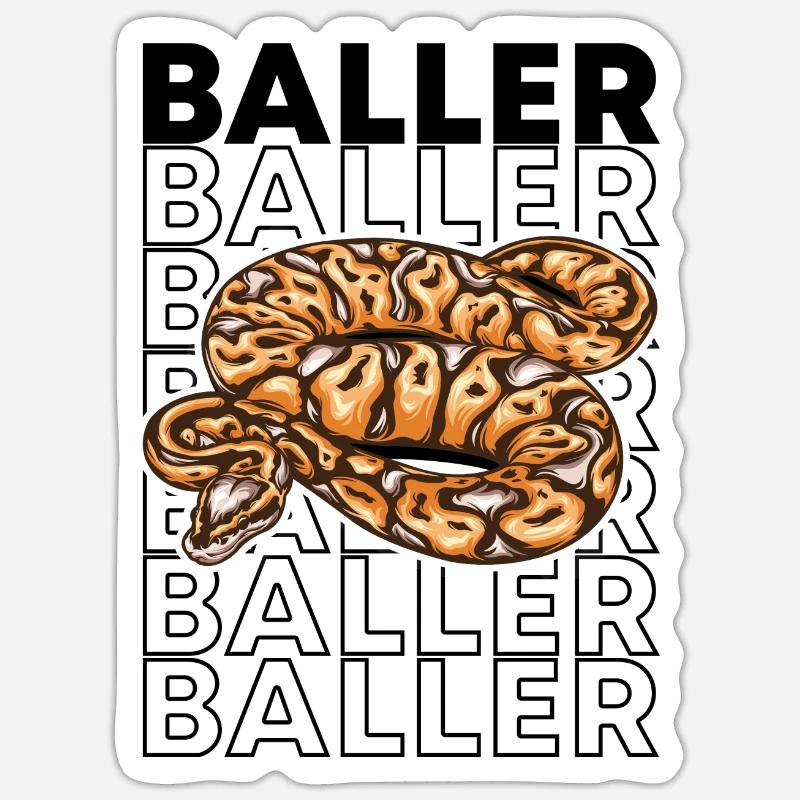 Ball Python 80's Style Baller Royal Python Snake Sticker taille S (10 x 10 cm)