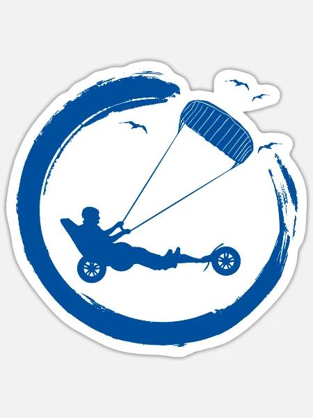 Strand-Kite Windracer Land-Kite Kite-Strandsegler - Sticker Größe S (10 x 10 cm) - Mattweiß
