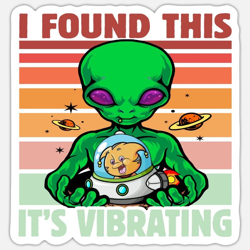 I found this it's vibrating Alien Sticker Größe S (10 x 10 cm)