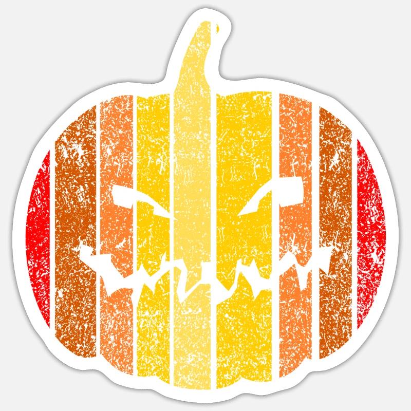 Citrouille verticale au coucher du soleil - Sticker taille S (10 x 10 cm) - blanc mat