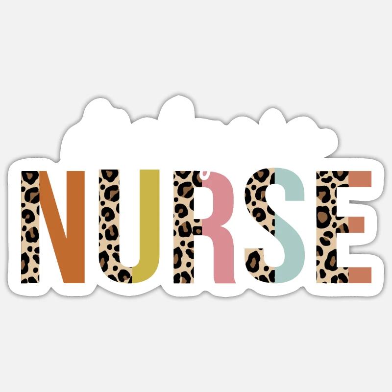 Dialyse Krankenschwester Bunte Leopard Print Lustig - Sticker Größe S (10 x 10 cm) - Mattweiß