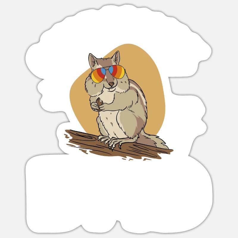 Cadeau de rongeur chipmunk - Sticker taille S (10 x 10 cm) - blanc mat
