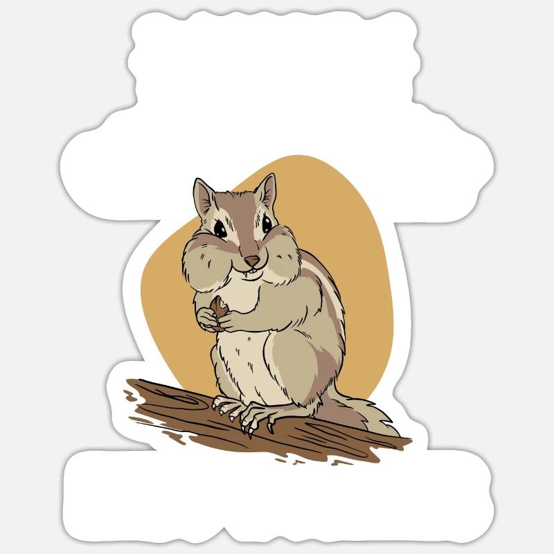 Cadeau de rongeur chipmunk - Sticker taille S (10 x 10 cm) - blanc mat