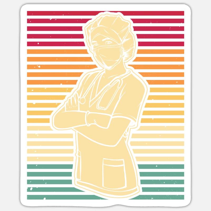 Infirmier - Sticker taille S (10 x 10 cm) - blanc mat