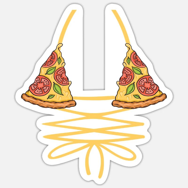 Pizza Bikini - Sticker taille S (10 x 10 cm) - blanc mat
