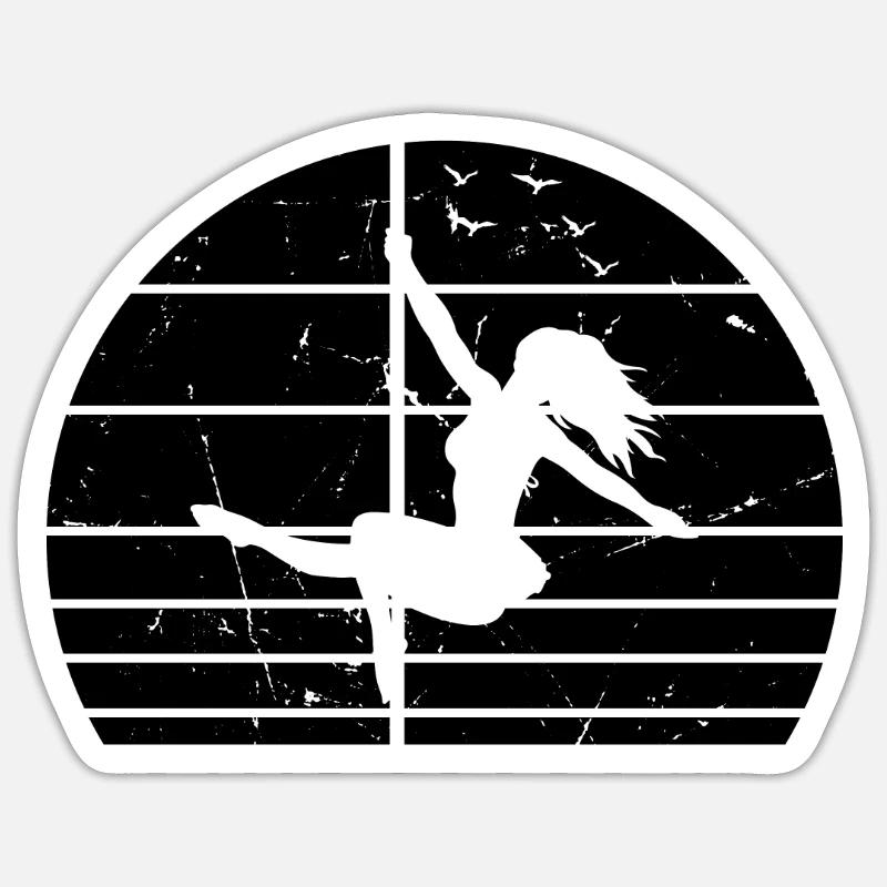 Pole Dance Girls Pole Dancing Silhouette I Pole Da - Sticker taille S (10 x 10 cm) - blanc mat