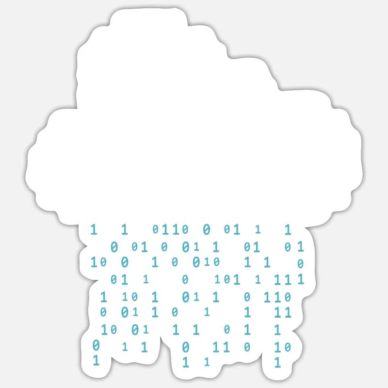 Programmeur - code binaire nuage pluie Sticker taille S (10 x 10 cm)