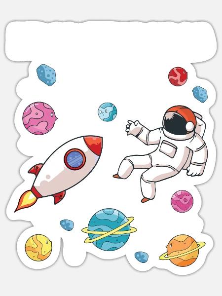 Schulkind 2023 Astronaut Im Weltraum Einschulung - Sticker Größe S (10 x 10 cm) - Mattweiß