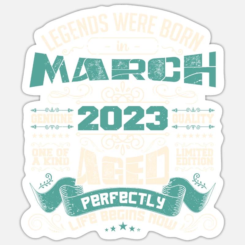 March 2023 | birthday gift - Sticker taille S (10 x 10 cm) - blanc mat