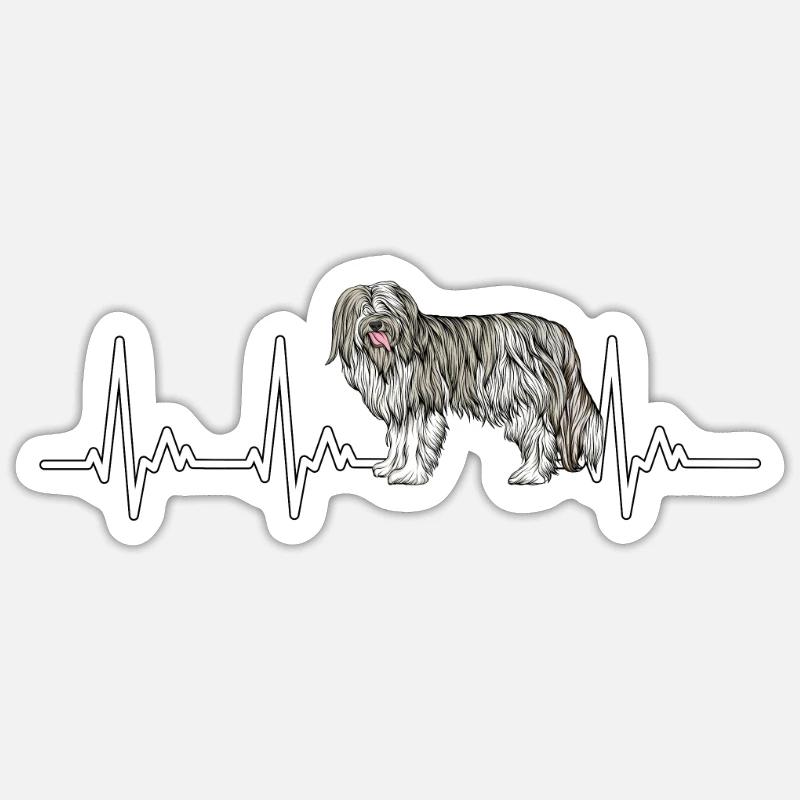 Bearded Collie Geschenk Hunde - Sticker Größe S (10 x 10 cm) - Mattweiß