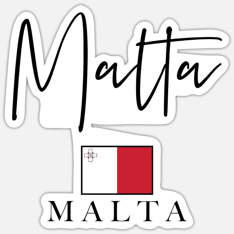 Grèce Flag Holidays - Île de Malte - Sticker taille S (10 x 10 cm) - blanc mat