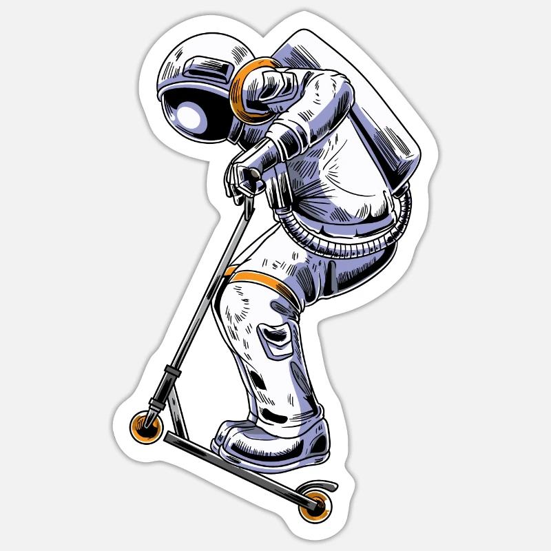 Scooter Kickroller Driver Scootering Astronaut Sticker size S (10 x 10 cm)