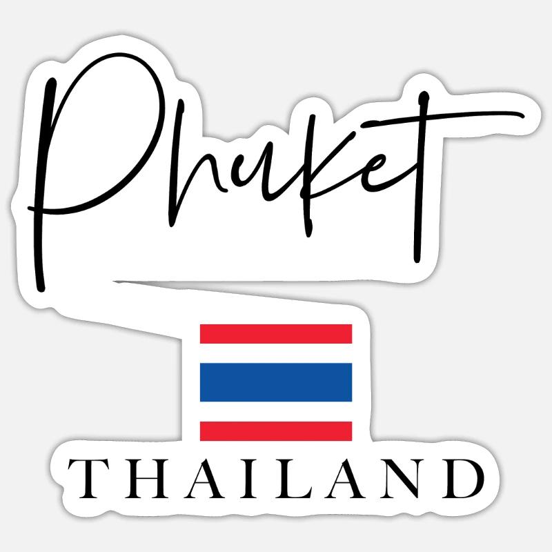 Grèce Flag Holidays - Île de Phuket - Sticker taille S (10 x 10 cm) - blanc mat