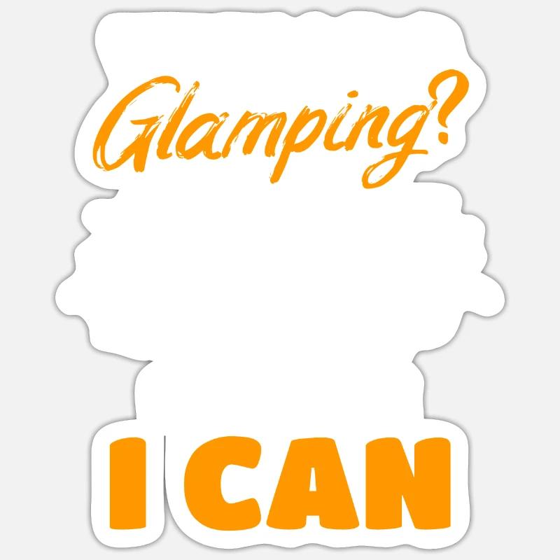Glamping Glamper Camping - Sticker taille S (10 x 10 cm) - blanc mat