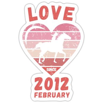 Love Horse Riding Anniversaire Février 2012 - Sticker taille S (10 x 10 cm) - blanc mat - Devant