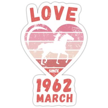 Love Horses Riding Anniversaire Mars 1962 - Sticker taille S (10 x 10 cm) - blanc mat - Devant