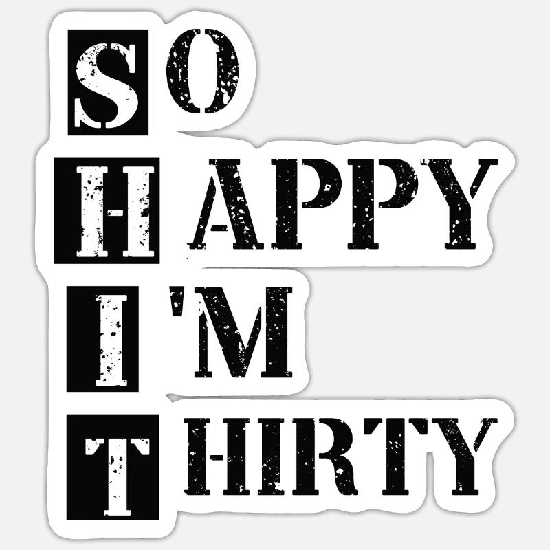 30e anniversaire - 30 ans de construction Round Thirty Sticker taille S (10 x 10 cm)