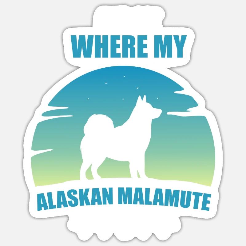 Chien Malamute d’Alaska - Sticker taille S (10 x 10 cm) - blanc mat