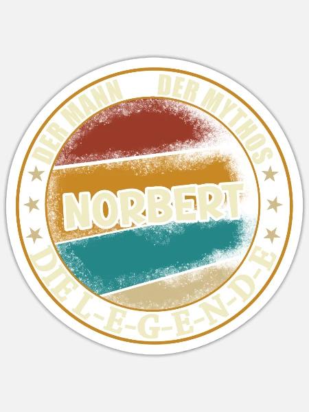Norbert Vorname Name Geburtstag - Sticker Größe S (10 x 10 cm) - Mattweiß