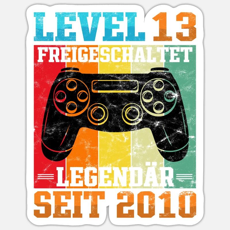 Gaming Geburtstag 2010 Level 13 - Sticker Größe S (10 x 10 cm) - Mattweiß