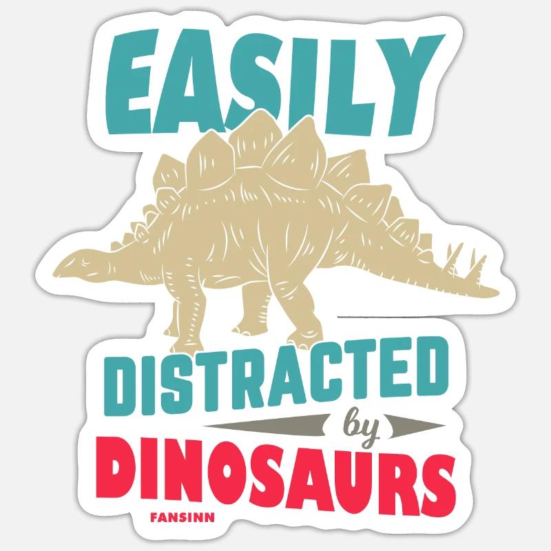 Easily Distracted By Dinosaurs - Sticker size S (10 x 10 cm) - white matte