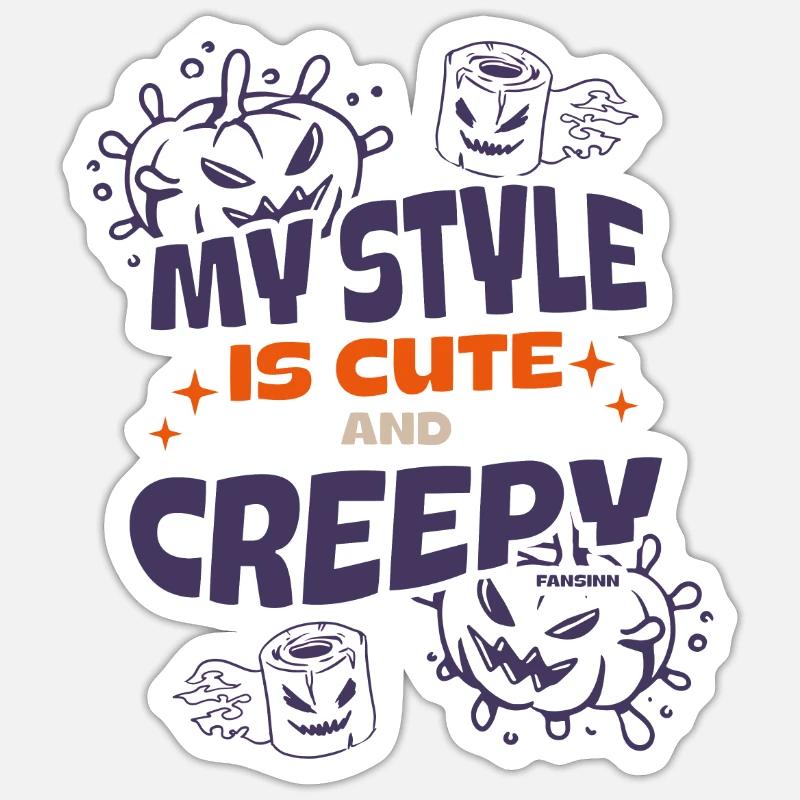 doux et effrayant Halloween - Sticker taille S (10 x 10 cm) - blanc mat
