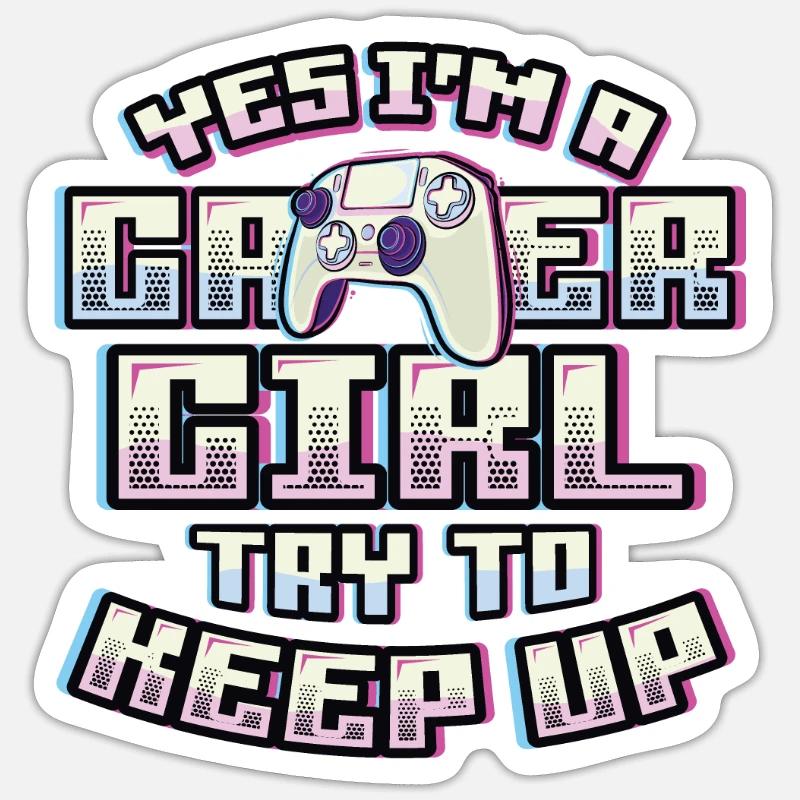 Ja, Ich Bin Ein Gamer-Mädchen. - Sticker Größe S (10 x 10 cm) - Mattweiß