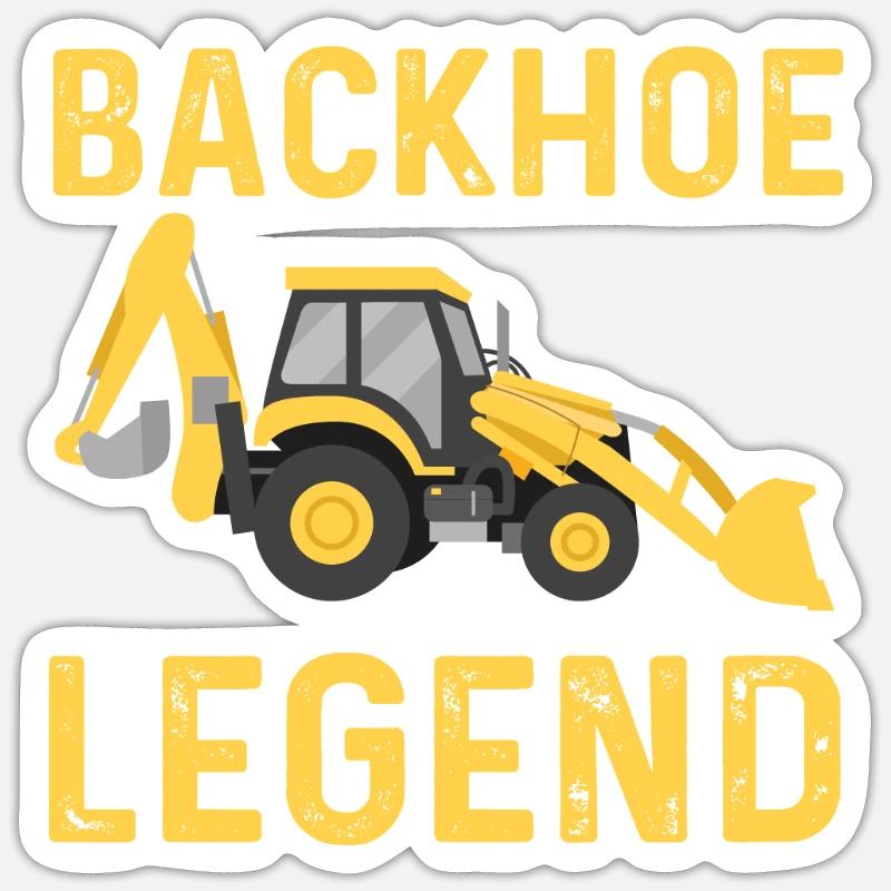 Backhoe loader legend - Sticker size S (10 x 10 cm) - white matte