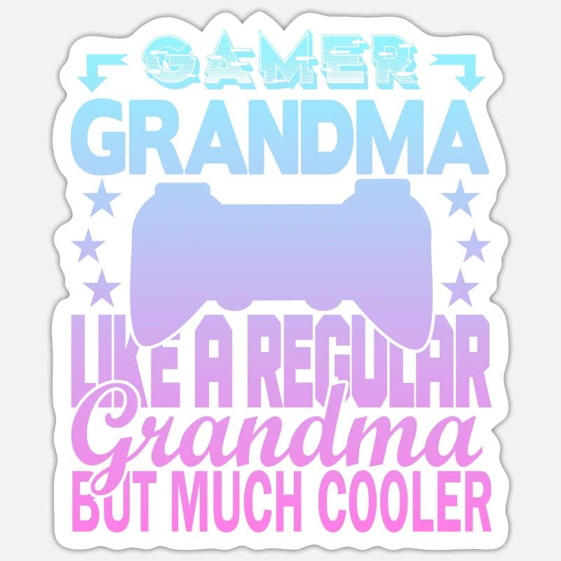 Grand-mère joueuse - Sticker taille S (10 x 10 cm) - blanc mat