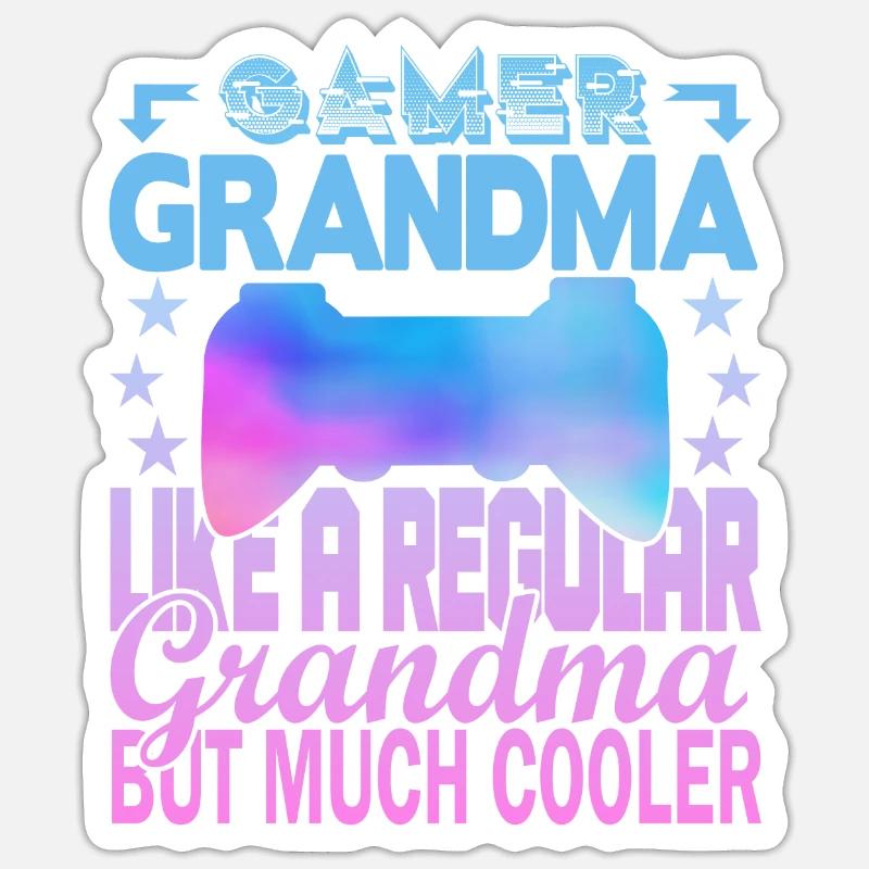 Grand-mère joueuse - Sticker taille S (10 x 10 cm) - blanc mat