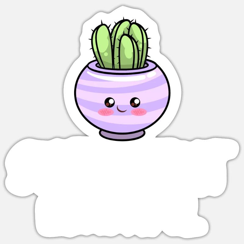 Cactus Jardin Cactus - Sticker taille S (10 x 10 cm) - blanc mat
