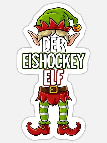 Eishockey Elf Partnerlook Weihnachten - Sticker Größe S (10 x 10 cm) - Mattweiß
