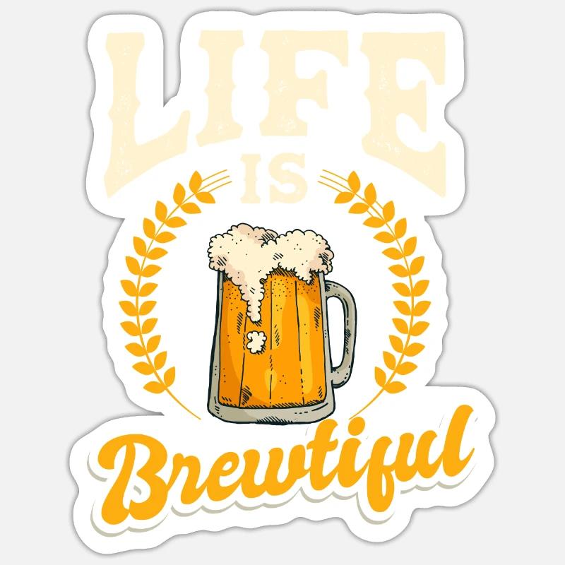 Boire de la bière - Sticker taille S (10 x 10 cm) - blanc mat