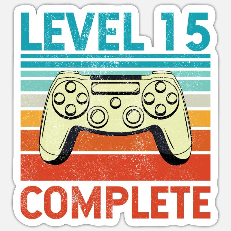 Level 15 Complete - Sticker size S (10 x 10 cm) - white matte