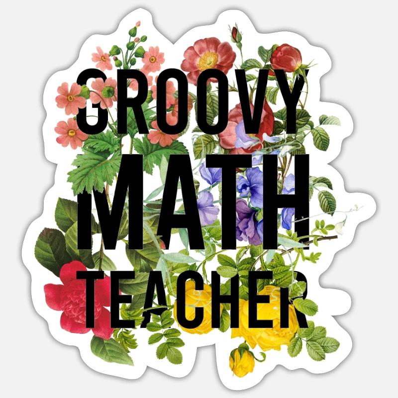 Groovy Mathelehrer - Lehrer - Sticker Größe S (10 x 10 cm) - Mattweiß