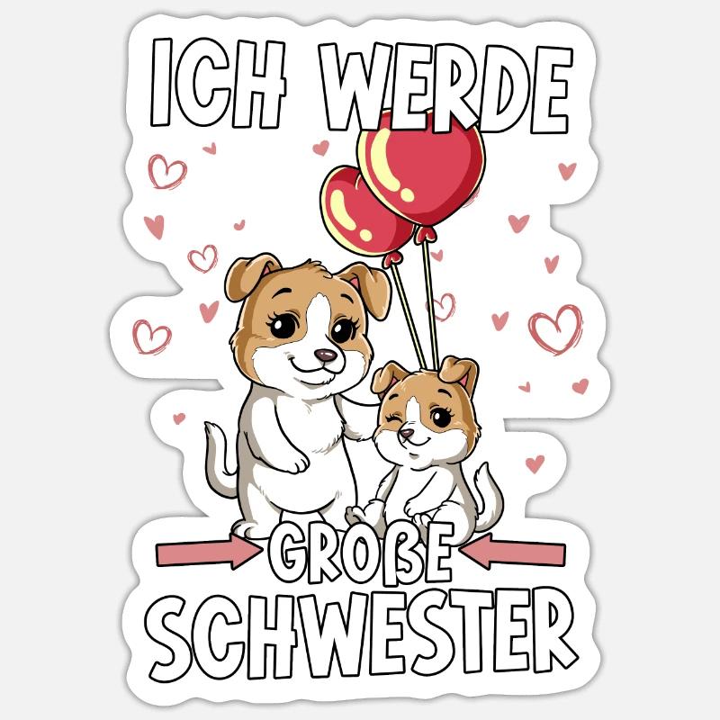 Ich Werde Große Schwester - Sticker Größe S (10 x 10 cm) - Mattweiß