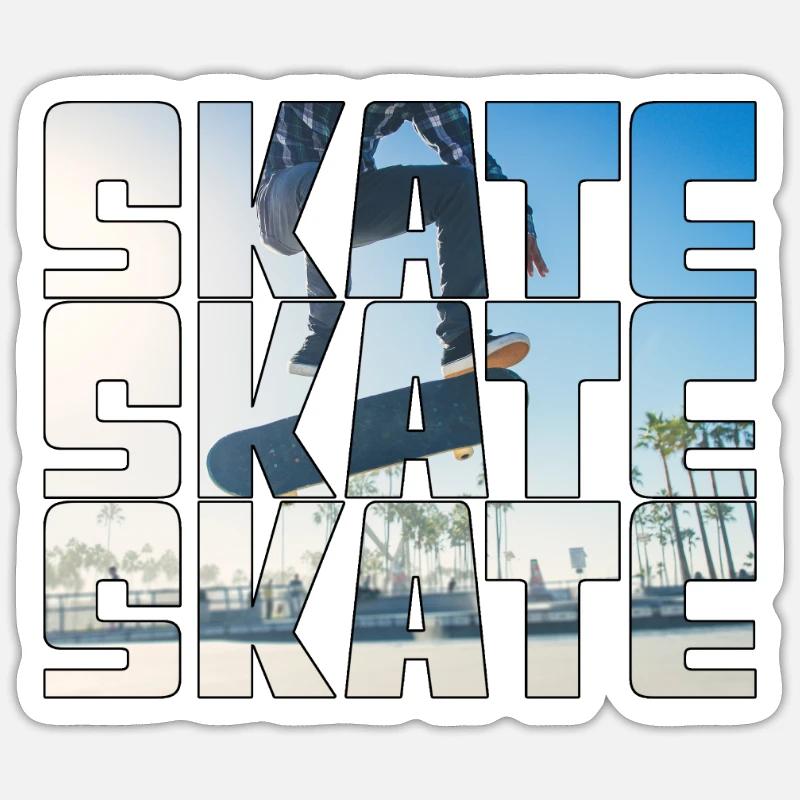 Skateboarding - Sticker taille S (10 x 10 cm) - blanc mat