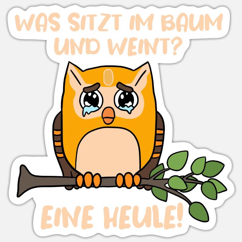 Lustiges Eulen Design - Sticker Größe S (10 x 10 cm) - Mattweiß