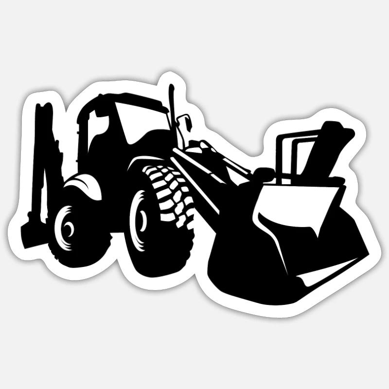 Baggerfahrer Radlader Bagger - Sticker Größe S (10 x 10 cm) - Mattweiß