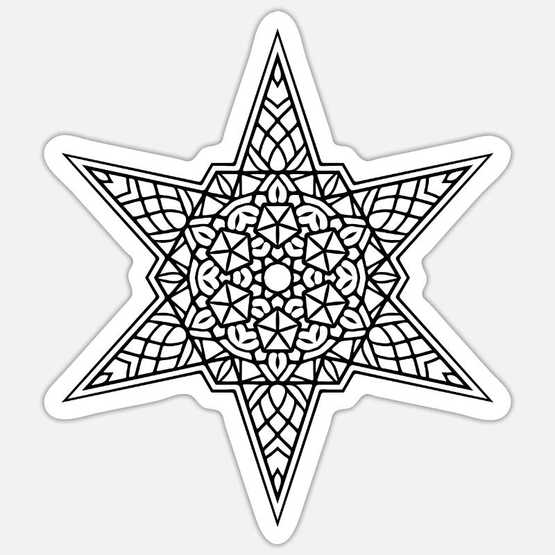 Mandala étoilé - Sticker taille S (10 x 10 cm) - blanc mat