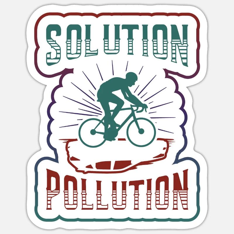 Polution Solution Umweltschutz Radfahren. Sticker Größe S (10 x 10 cm)