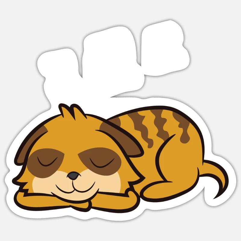 Erdmännchen Müde Erdmännchen Pyjama Schlafendes - Sticker Größe S (10 x 10 cm) - Mattweiß