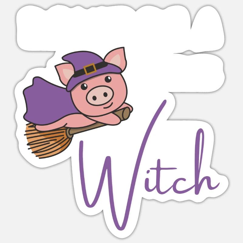 Schwein Halloween Hexen don't be a basic witch Sticker Größe S (10 x 10 cm)