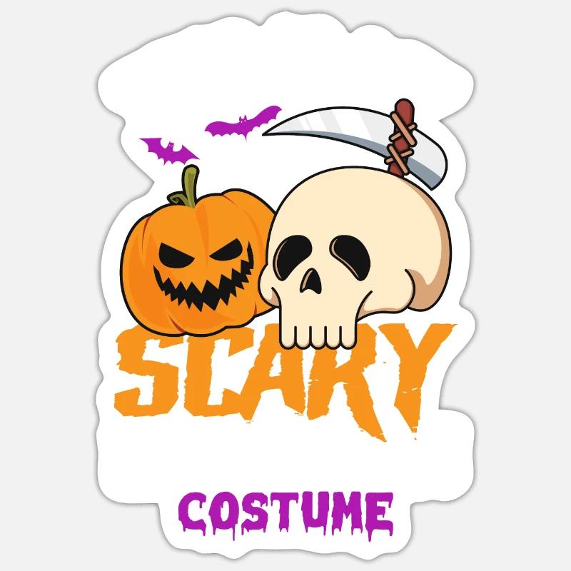 Sensenmann-Schädel-Kürbis-Engel des Todes Hallowee Sticker Größe S (10 x 10 cm)