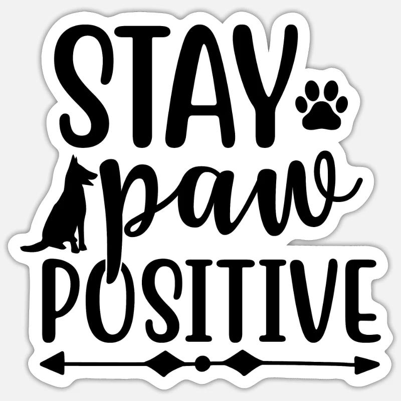 Restez positif patte - Sticker taille S (10 x 10 cm) - blanc mat
