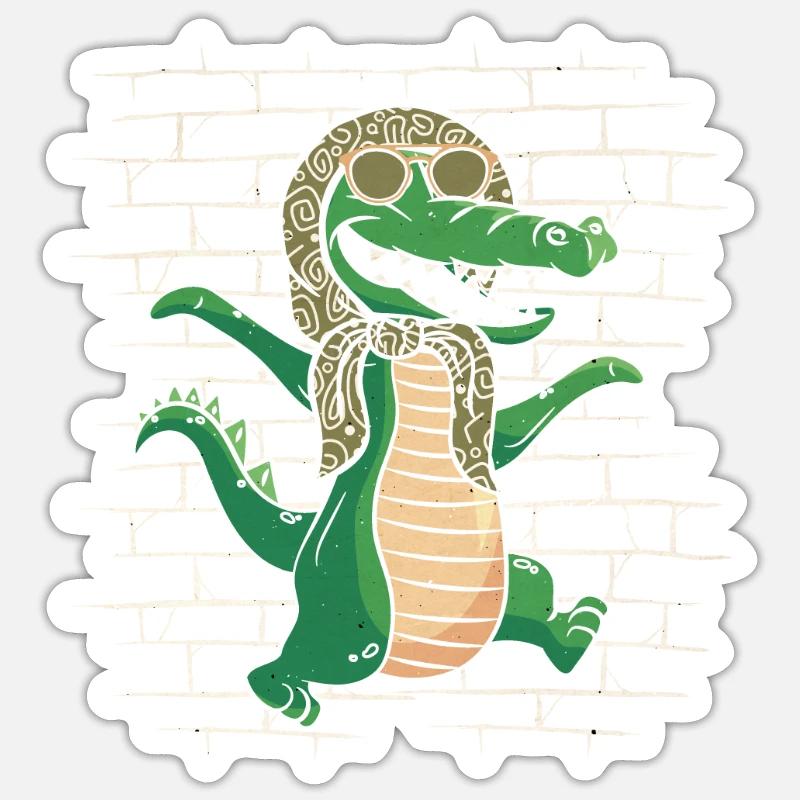 Crocodile Alligator - Sticker taille S (10 x 10 cm) - blanc mat