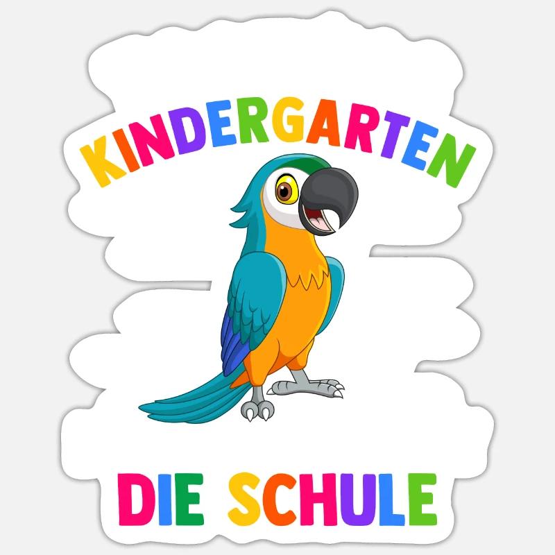 Bye Kindergarten Einschulung Schulkind Papagei - Sticker Größe S (10 x 10 cm) - Mattweiß