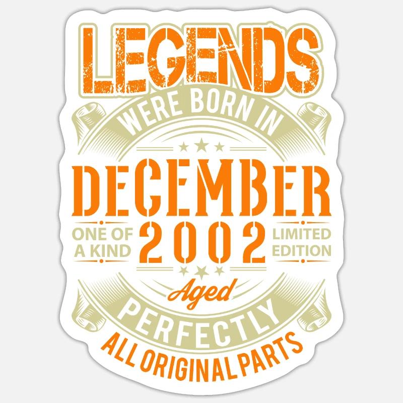 2002 Décembre Birthday Legend - Sticker taille S (10 x 10 cm) - blanc mat