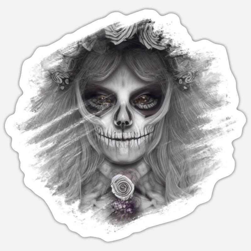 Crâne - Sticker taille S (10 x 10 cm) - blanc mat