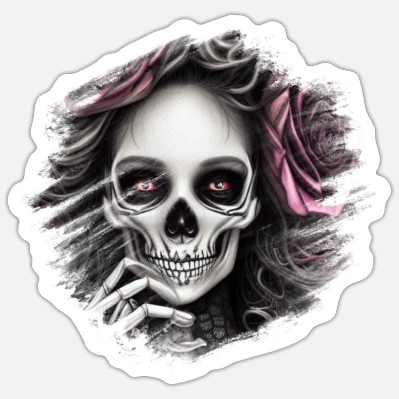 Skeleon Skull - Sticker size S (10 x 10 cm) - white matte